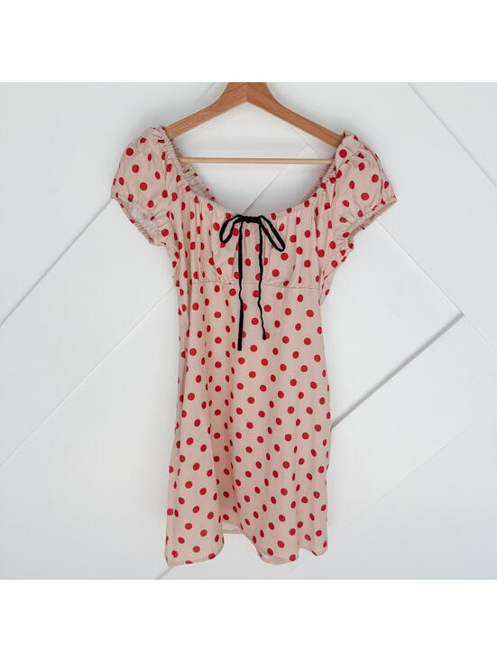 Lisa Says Gah Dresses & Skirts - NWT Lisa Says Gah Red Polka Dot Mini Euro Dress Black Bow Coquette
